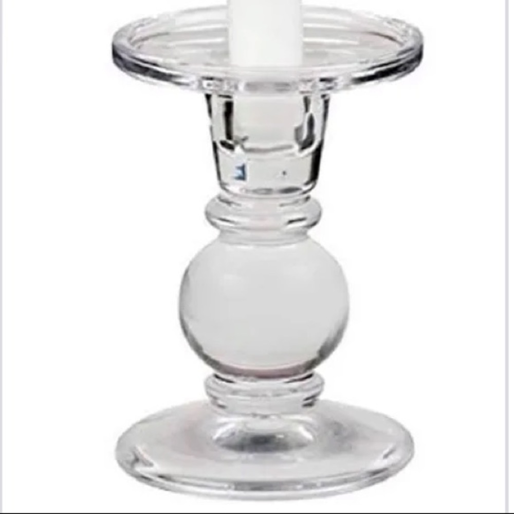 2 Glass Pillar & Taper Candle Holders - Picture 3 of 5